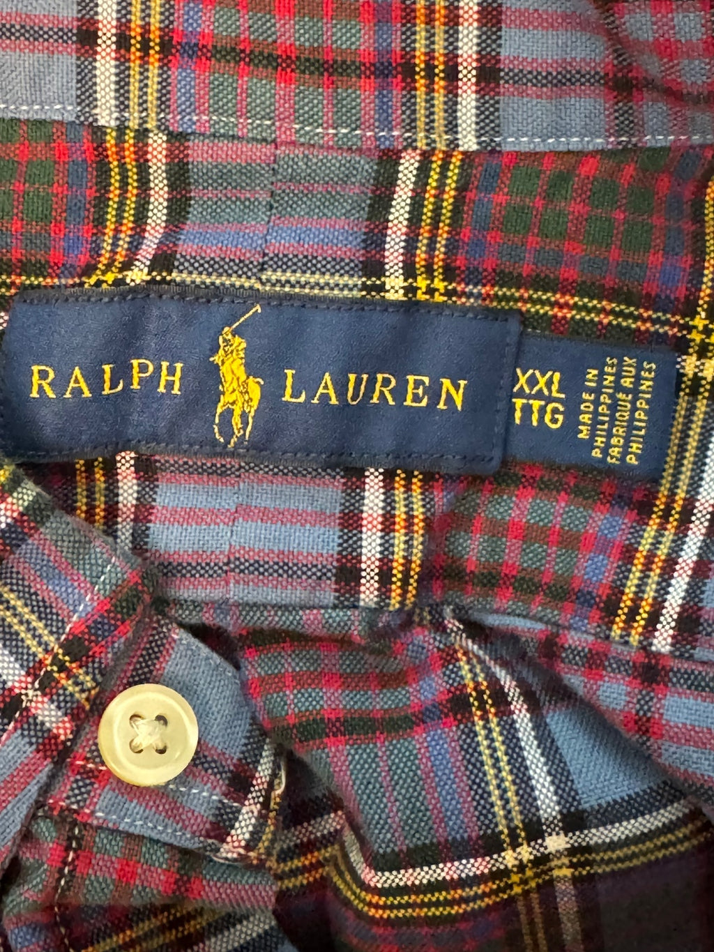 Ralph Lauren Blue Multicolor Plaid Button Down Shirt XXL preppy