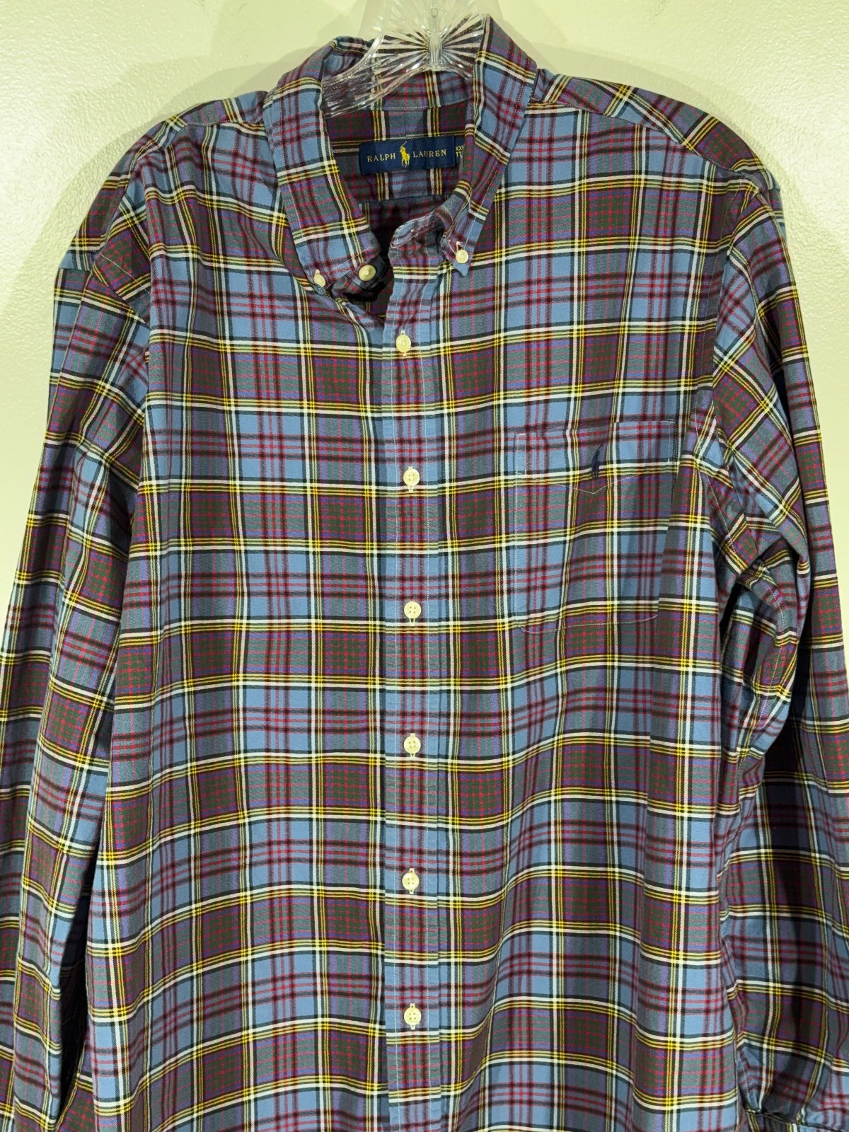 Ralph Lauren Blue Multicolor Plaid Button Down Shirt XXL preppy