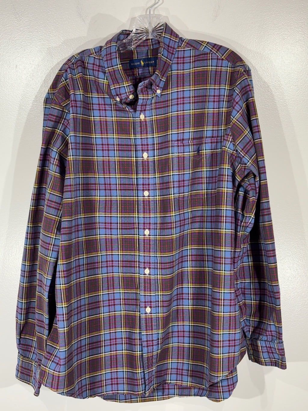Ralph Lauren Blue Multicolor Plaid Button Down Shirt XXL preppy