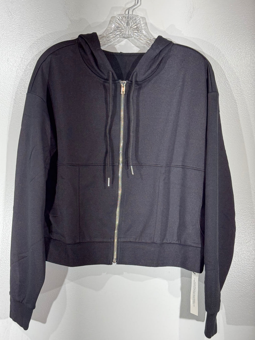 Black Full Zip Hoodie Sweatshirt size M, casual, minimalist