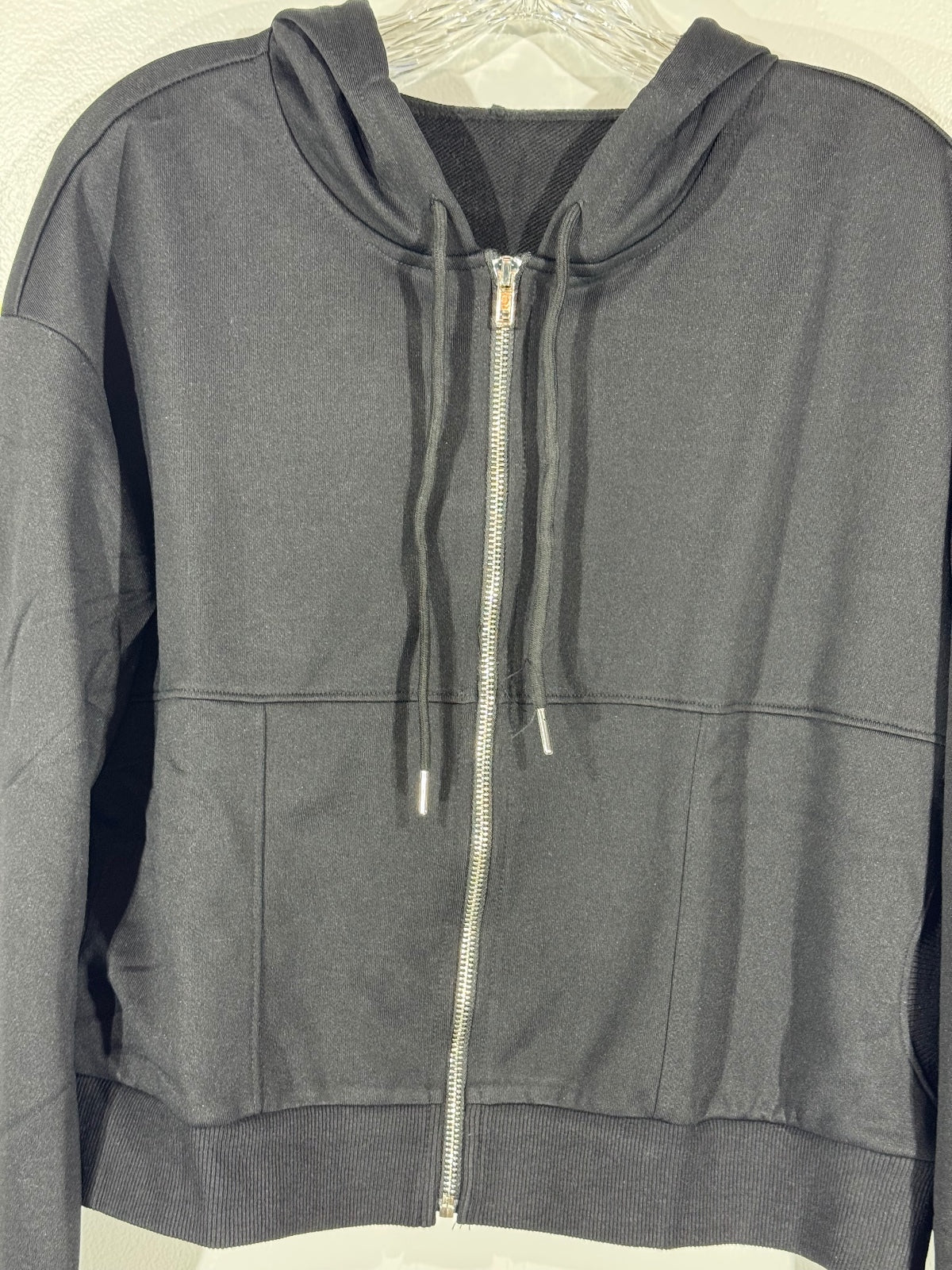 Black Full Zip Hoodie Sweatshirt size M, casual, minimalist