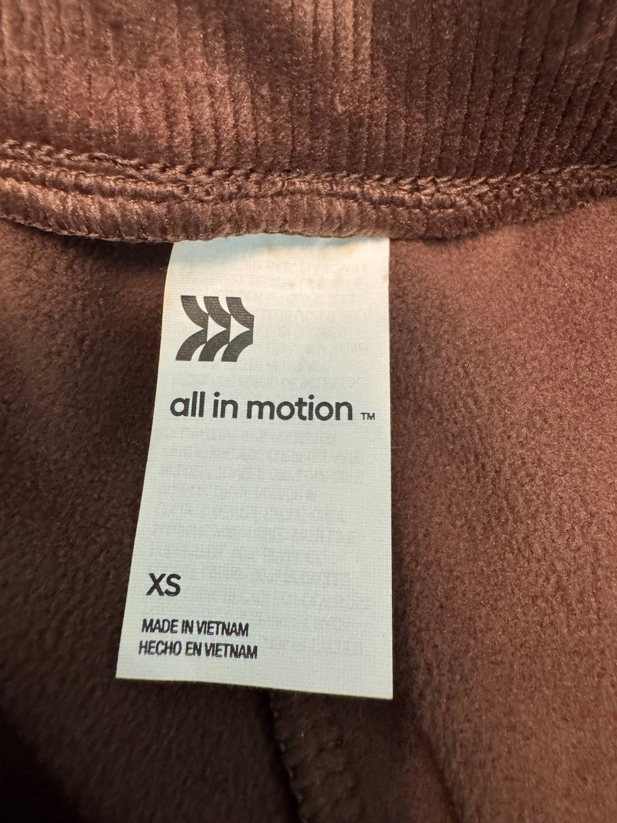 All in Motion XS Brown Ribbed Jogger Pants High Rise Full Length, athleisure