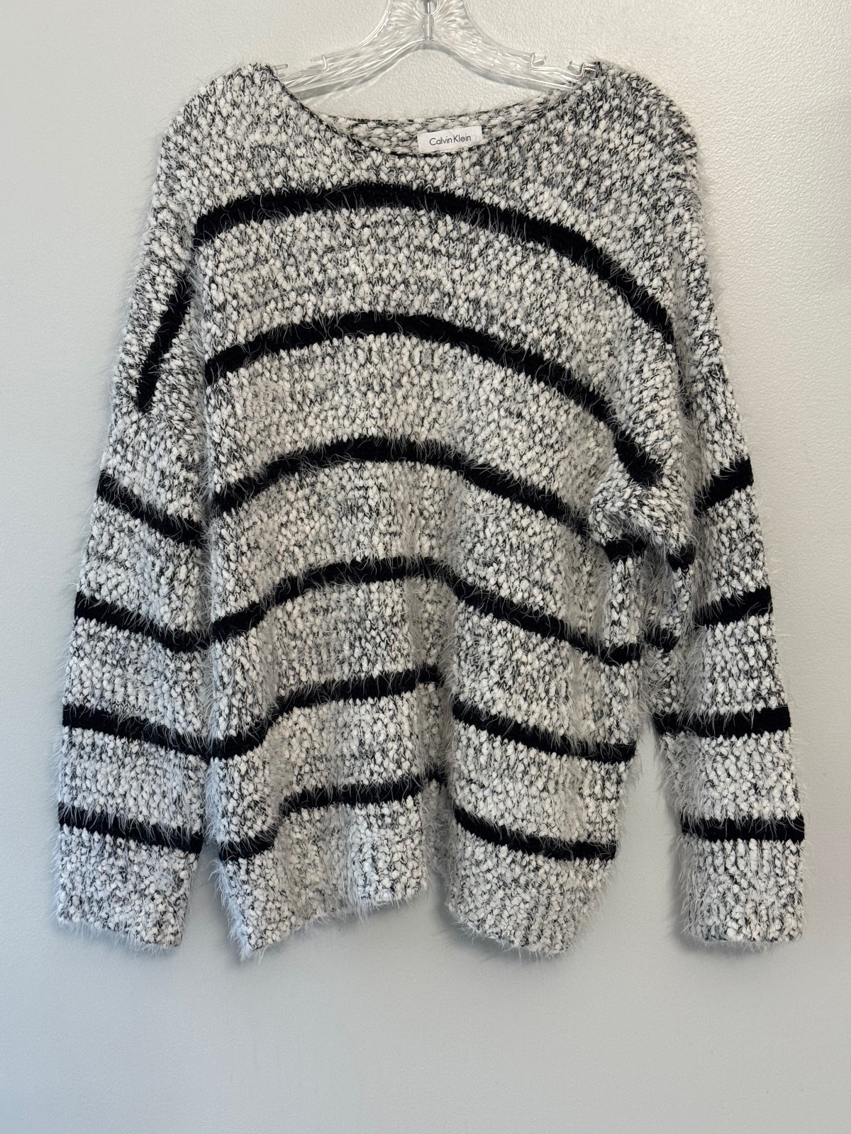 Calvin Klein Women's Cozy Striped Pullover Sweater Size Large, lounge, winter