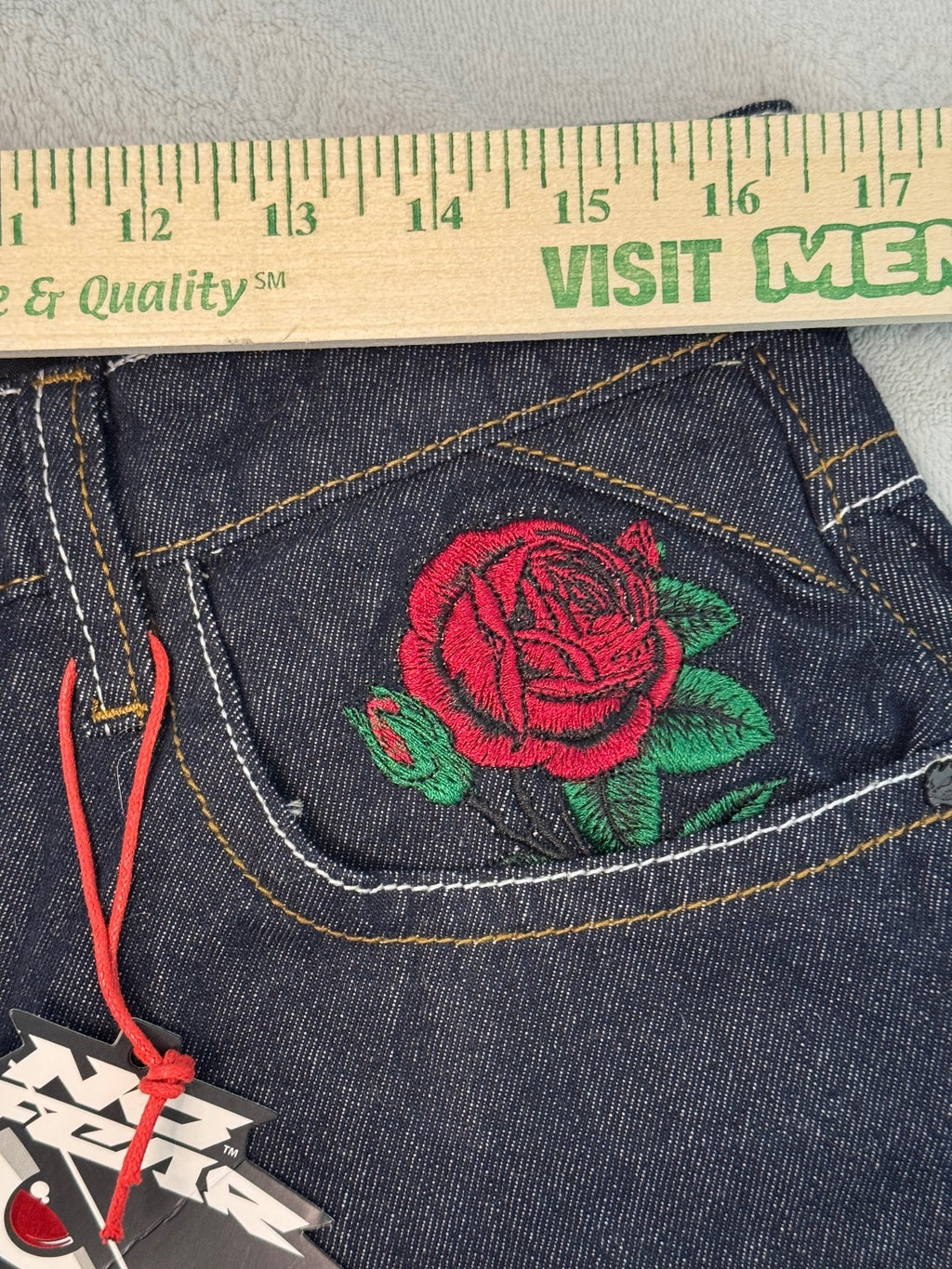 No Fear Denim Shorts Skull Rose Graphic Size 34, edgy, skater, baggy, loose