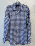 Ralf Lauren blue plaid long sleeve button front shirt size L, preppy, classic