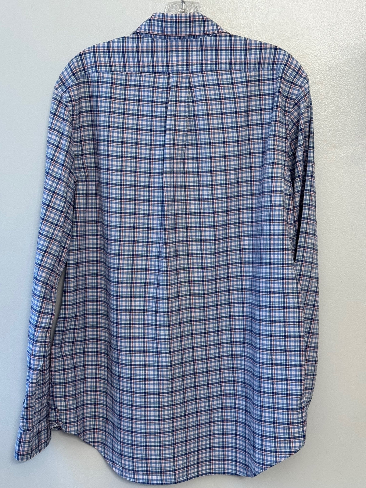 Ralf Lauren blue plaid long sleeve button front shirt size L, preppy, classic