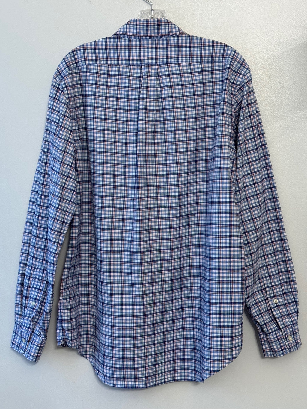 Ralf Lauren blue plaid long sleeve button front shirt size L, preppy, classic