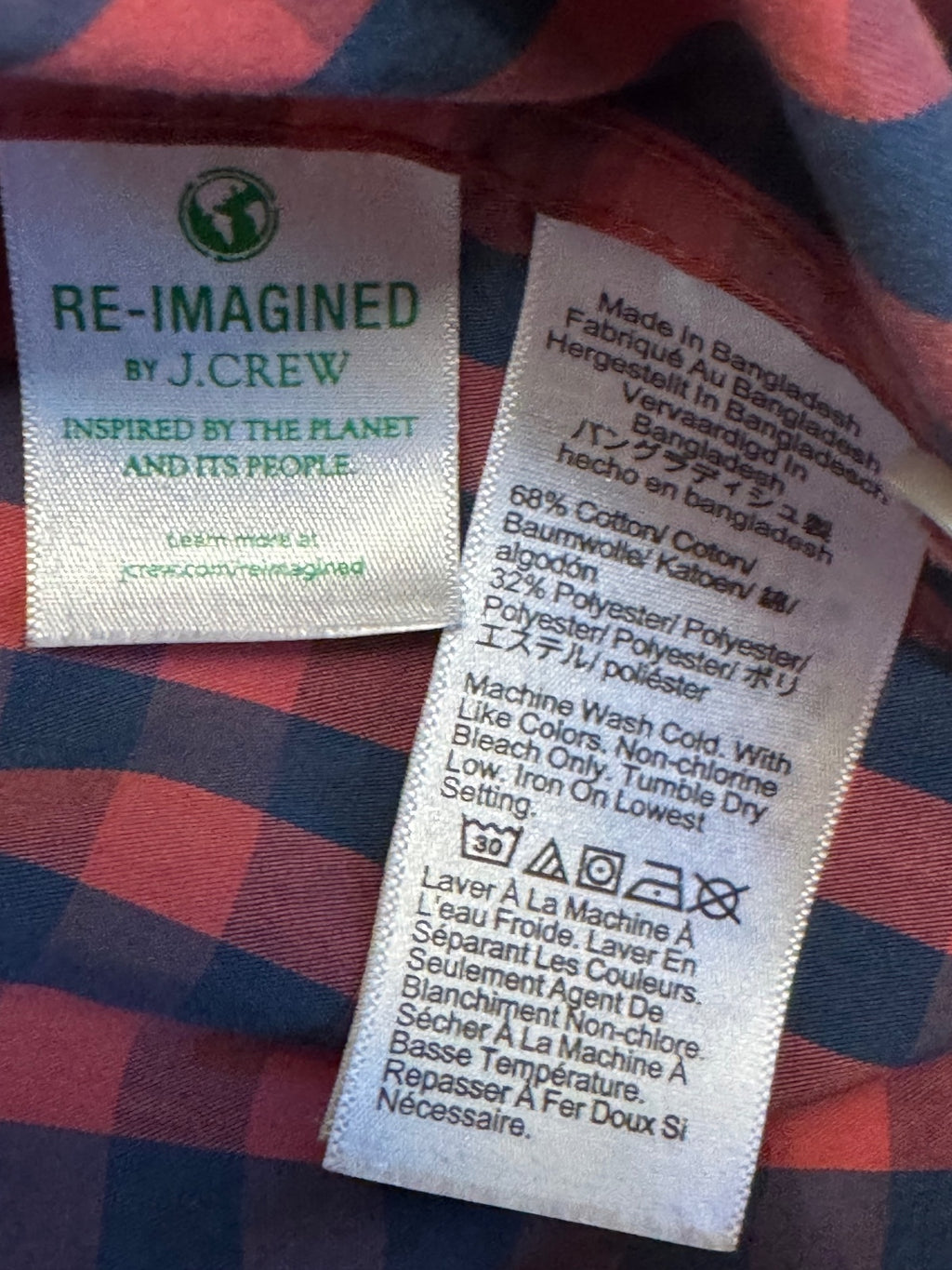 J.Crew Performance Blue and Red Checkered Button Down Shirt XL, preppy