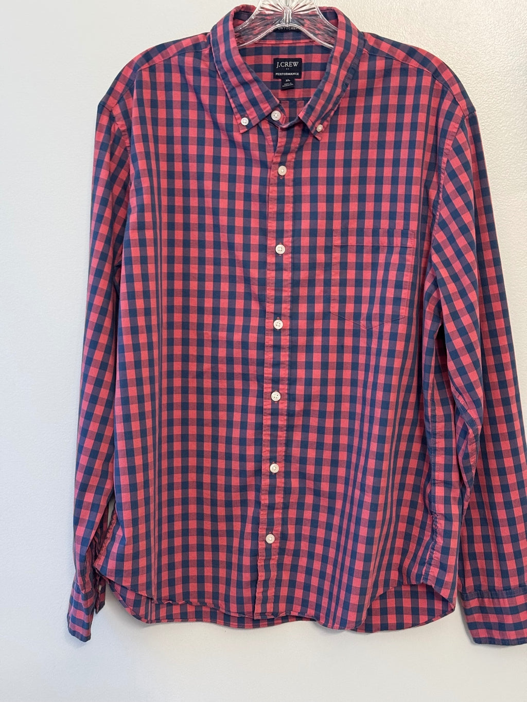 J.Crew Performance Blue and Red Checkered Button Down Shirt XL, preppy