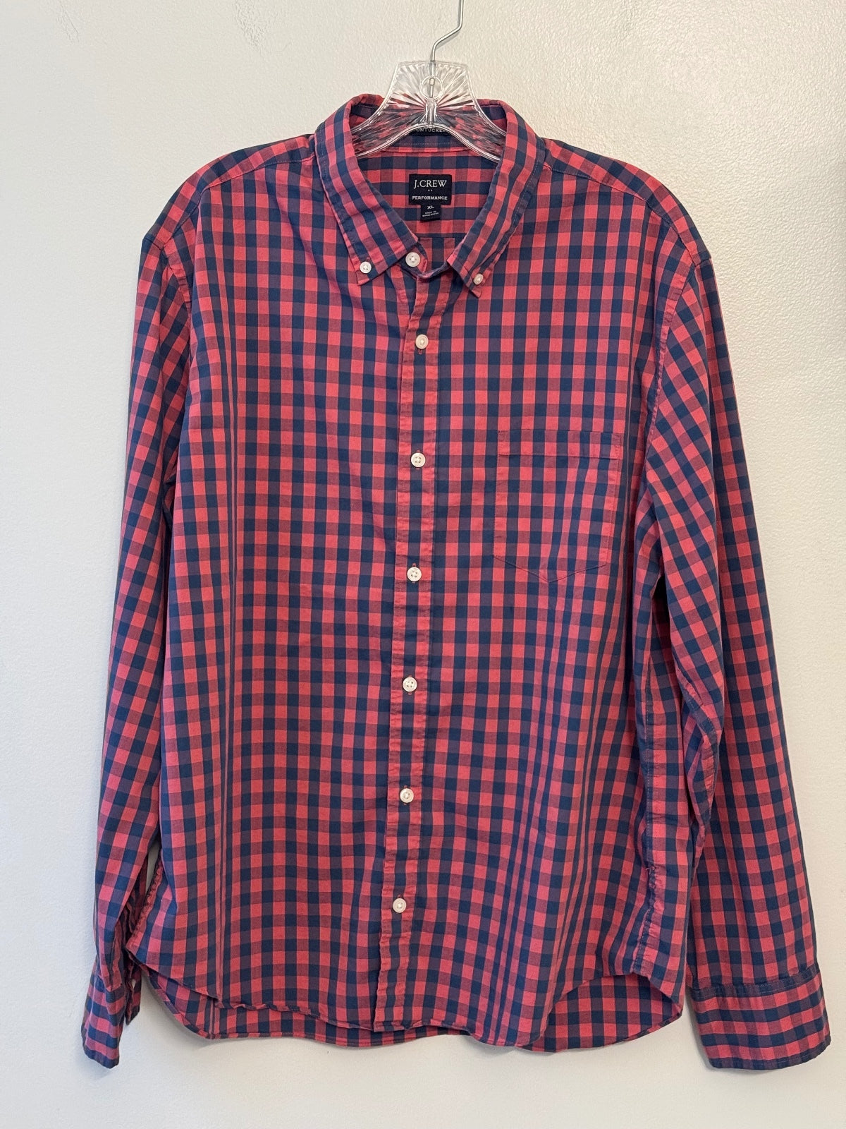 J.Crew Performance Blue and Red Checkered Button Down Shirt XL, preppy