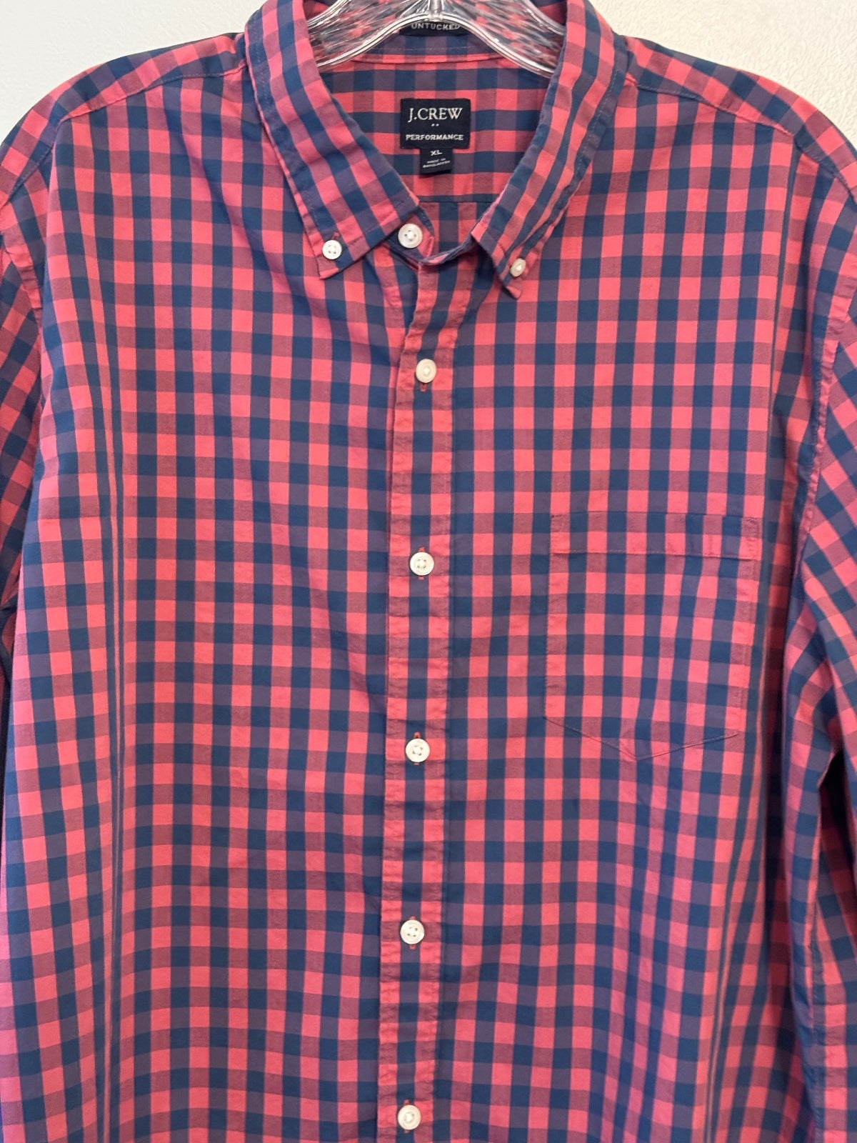 J.Crew Performance Blue and Red Checkered Button Down Shirt XL, preppy