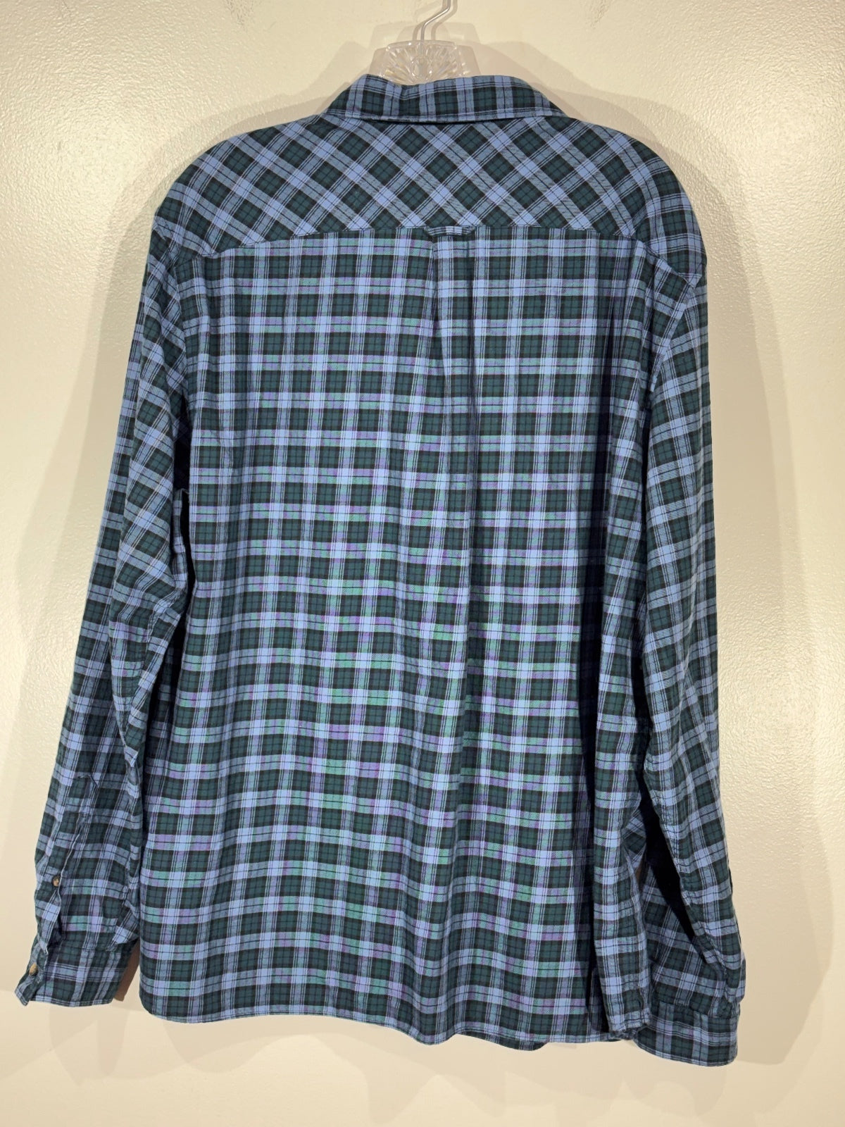 Lacoste Regular Fit Blue Plaid Long Sleeve Button Front Shirt Size XL, preppy