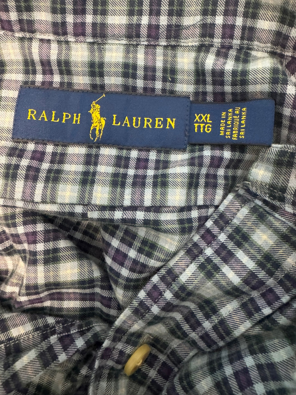 Polo Ralph Lauren blue plaid button down shirt size XXL, preppy, menswear