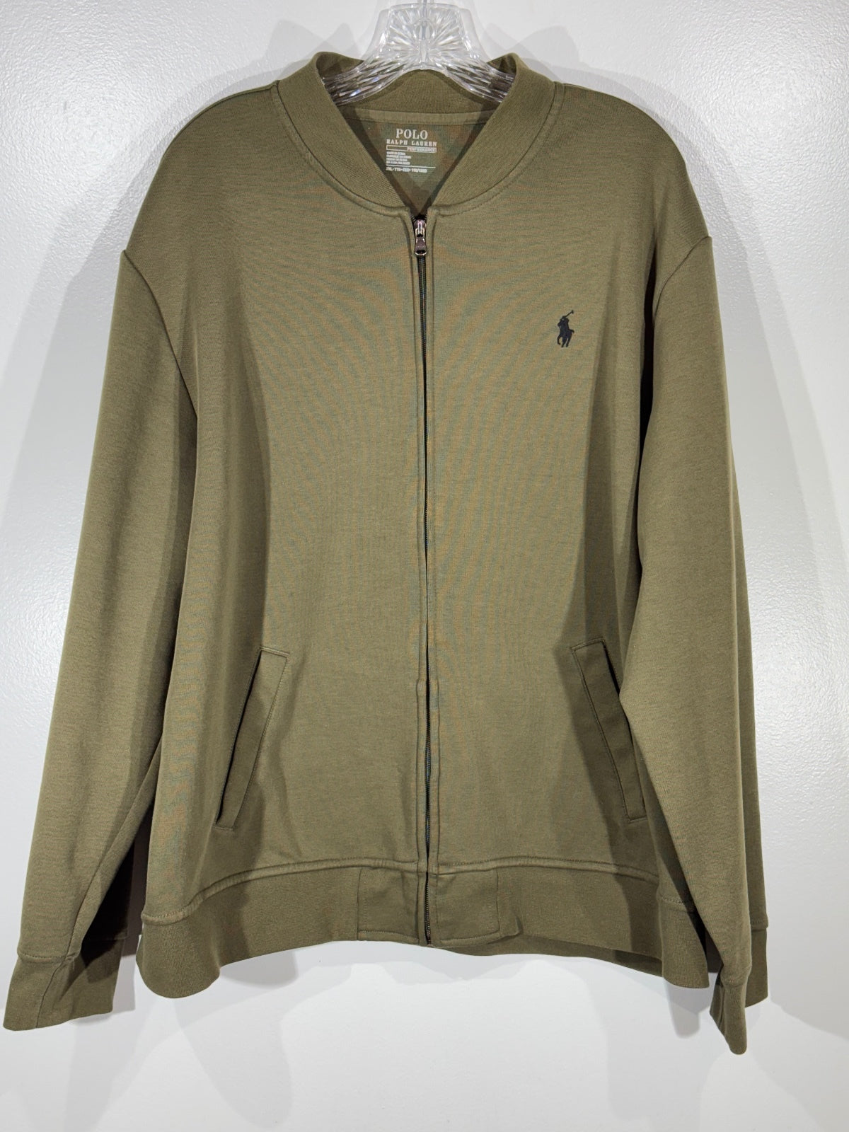 Polo Ralph Lauren Performance olive full zip sweatshirt, size XXL, preppy