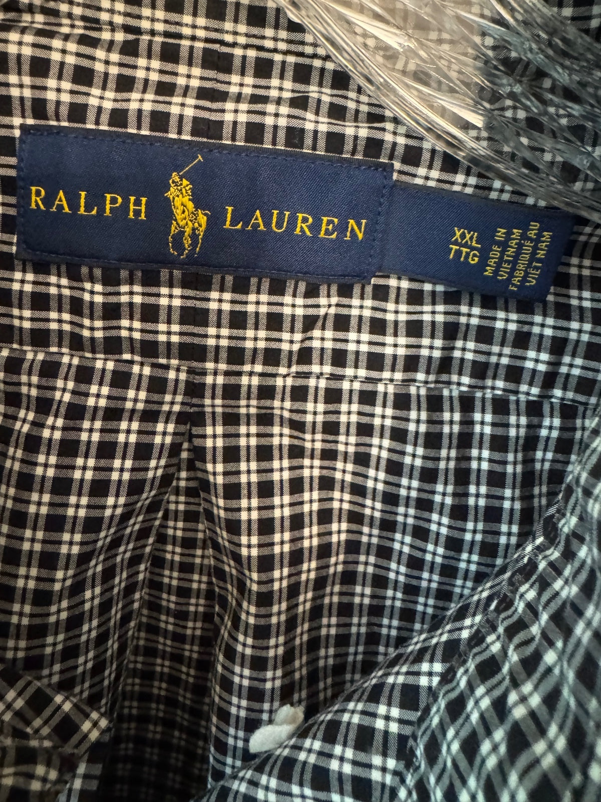 Ralph Lauren black and white Check Button Front Shirt XXL, preppy, dadcore,
