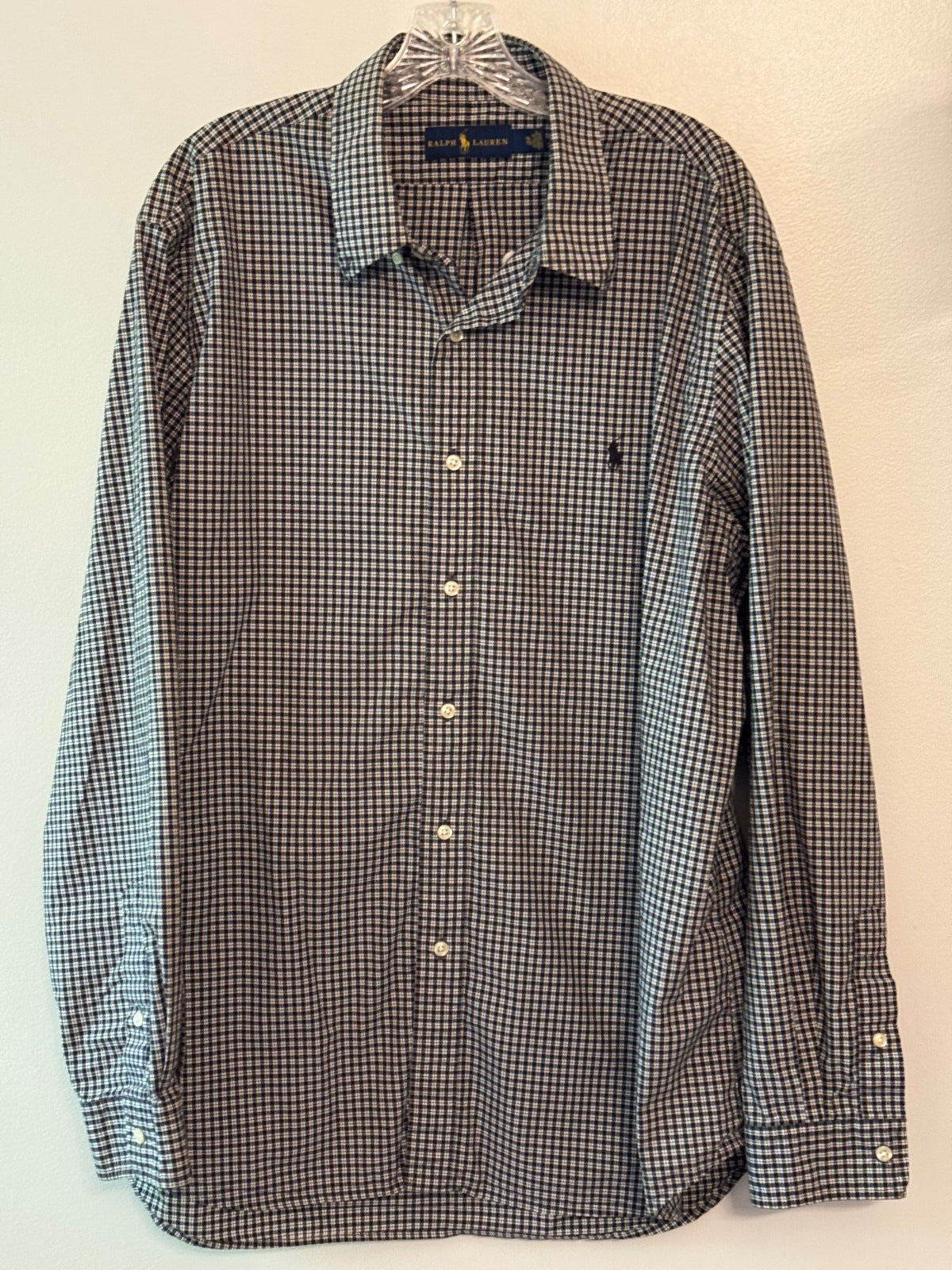 Ralph Lauren black and white Check Button Front Shirt XXL, preppy, dadcore,