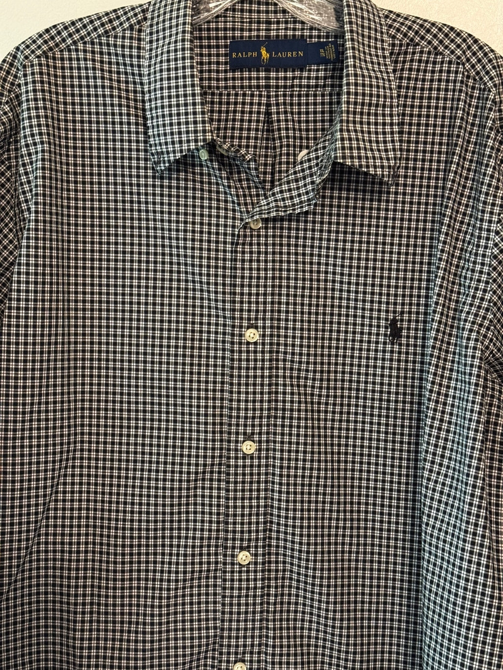 Ralph Lauren black and white Check Button Front Shirt XXL, preppy, dadcore,
