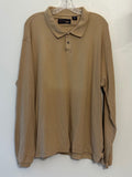 Y2K Arrow Tan Long Sleeve Polo Shirt 2XL, Dadcore, Academia, Preppy, Indie