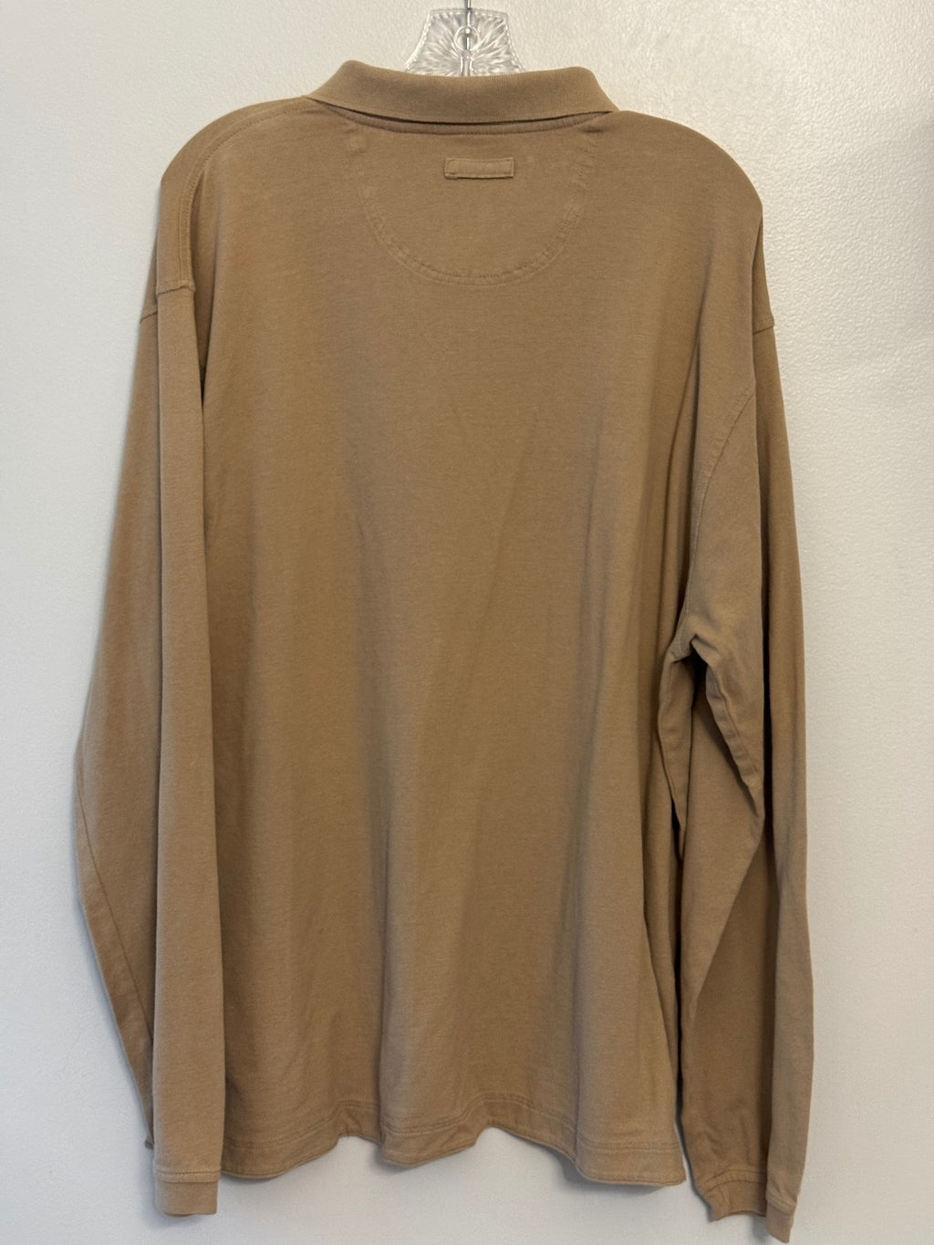 Y2K Arrow Tan Long Sleeve Polo Shirt 2XL, Dadcore, Academia, Preppy, Indie