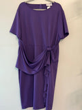 Hanna Nikole Women’s Plus Size 24W Purple Ruffle Tie Waist  Midi Dress, Career