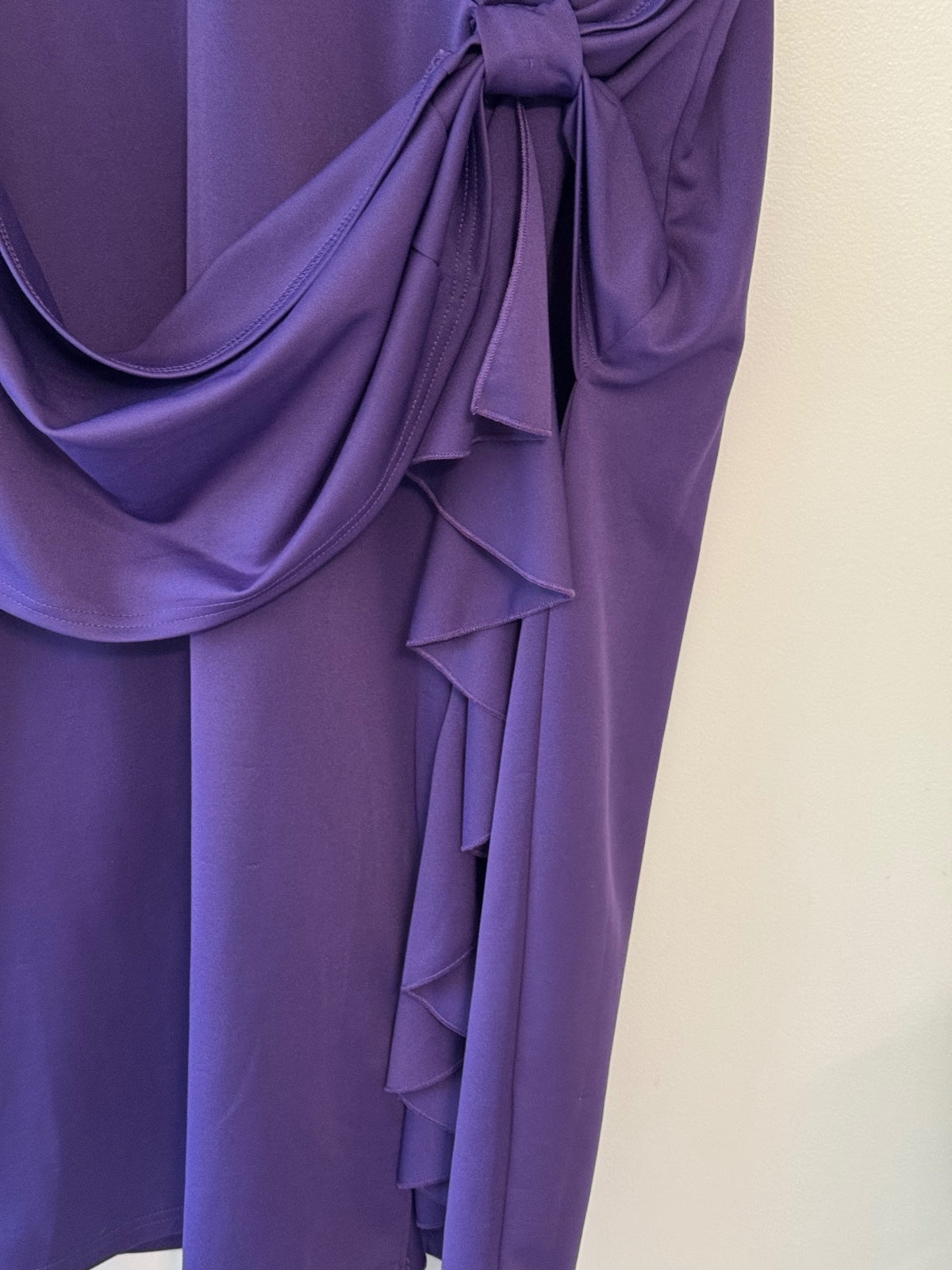 Hanna Nikole Women’s Plus Size 24W Purple Ruffle Tie Waist  Midi Dress, Career