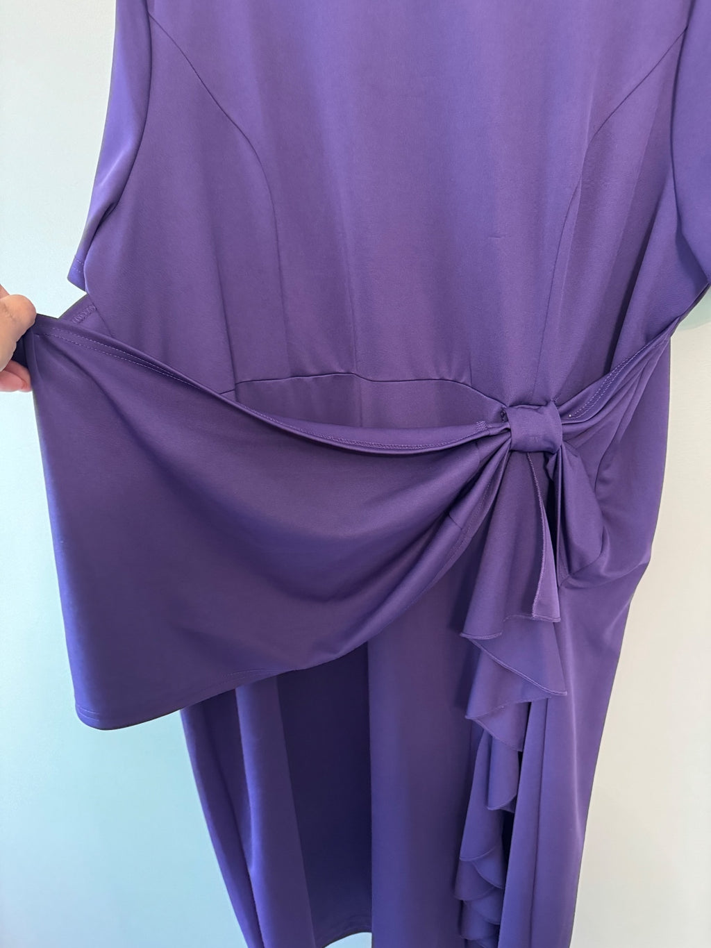 Hanna Nikole Women’s Plus Size 24W Purple Ruffle Tie Waist  Midi Dress, Career
