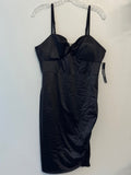 Madden NYC Juniors XL 15-17 Black Satin Twist Front Bodycon Dress coquette