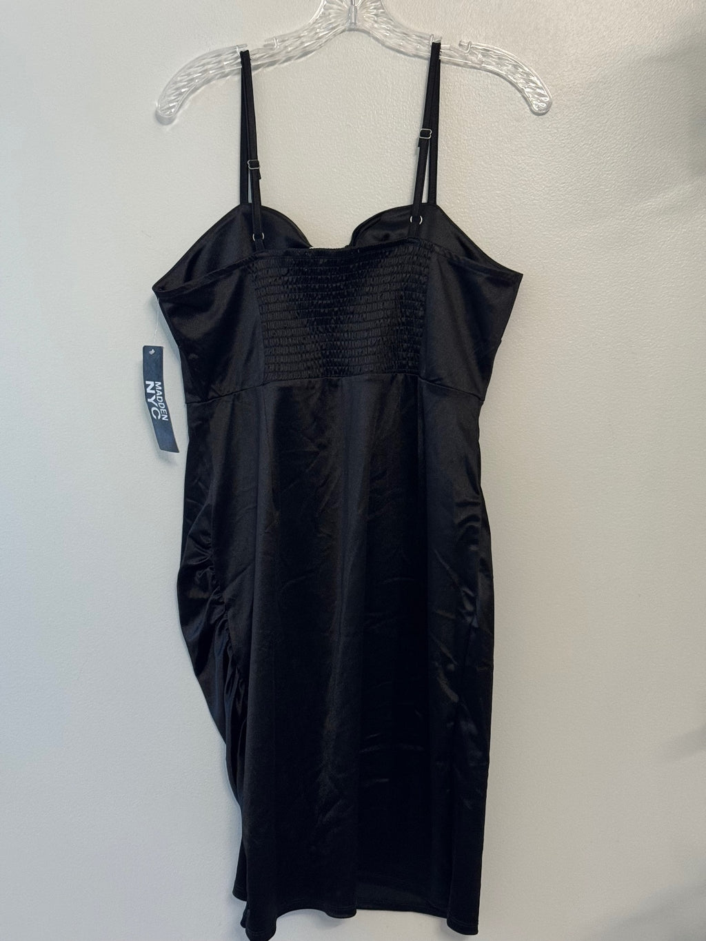 Madden NYC Juniors XL 15-17 Black Satin Twist Front Bodycon Dress coquette