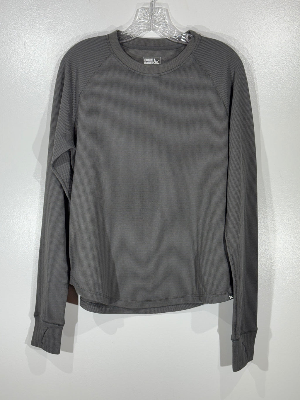 Eddie Bauer Women's Gray Waffle Knit Long Sleeve Top Size TL