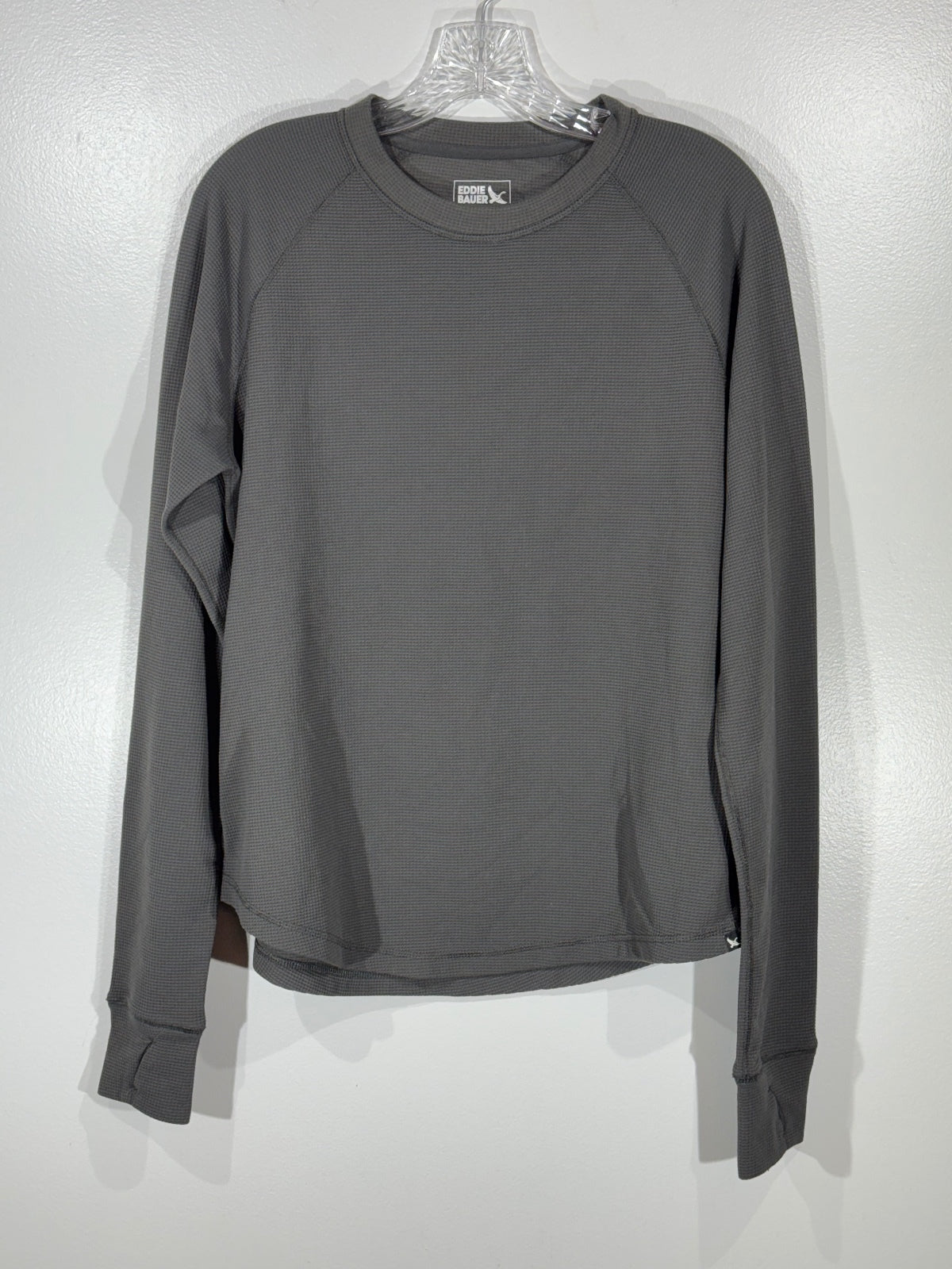 Eddie Bauer Women's Gray Waffle Knit Long Sleeve Top Size TL