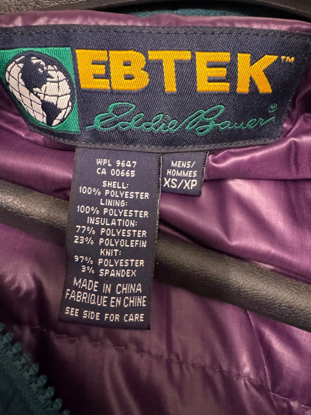 Vintage 90s Eddie Bauer EBTEK Men’s XS Teal Purple Thinsulate Anorak Jacket