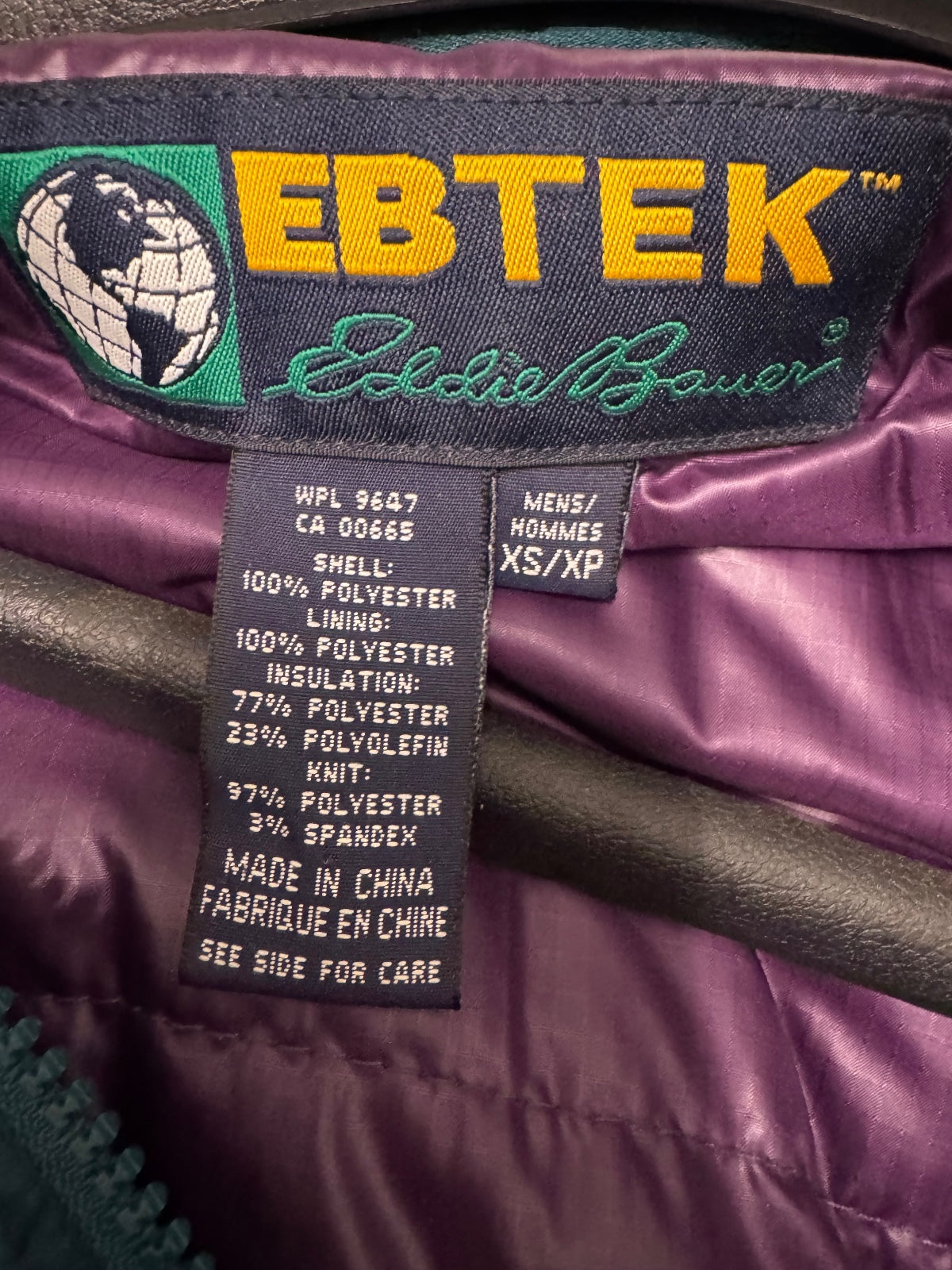 Vintage 90s Eddie Bauer EBTEK Men’s XS Teal Purple Thinsulate Anorak Jacket