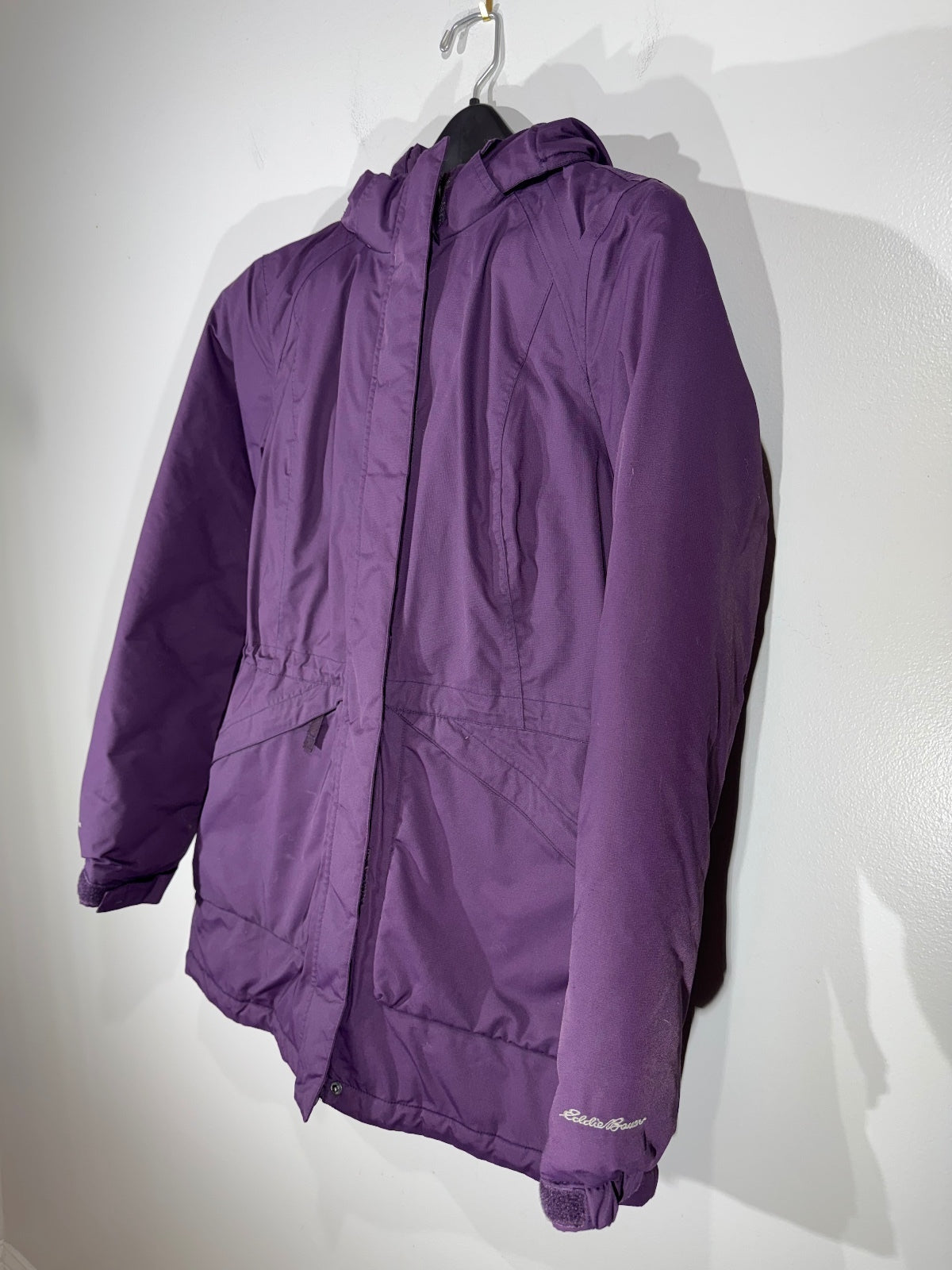 Eddie Bauer Women's Purple Down Hooded Parka Jacket Size S gorpcore classiccore