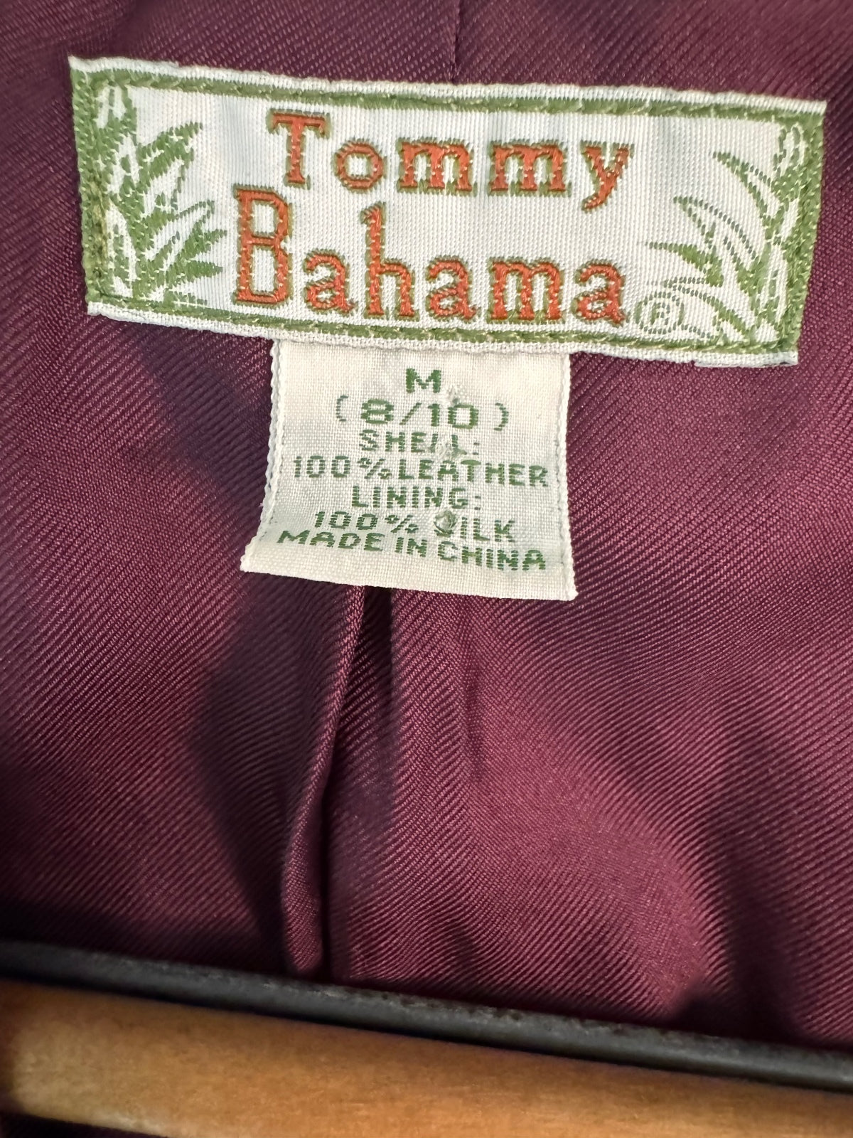 Tommy Bahama Women’s M Mauve Leather Belted Jacket 100% Silk Lined Boho