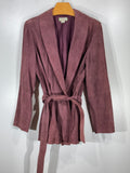 Tommy Bahama Women’s M Mauve Leather Belted Jacket 100% Silk Lined Boho