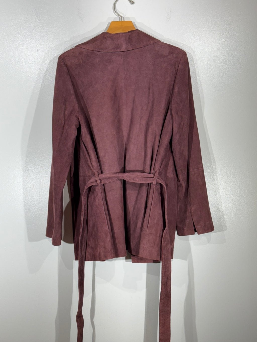 Tommy Bahama Women’s M Mauve Leather Belted Jacket 100% Silk Lined Boho