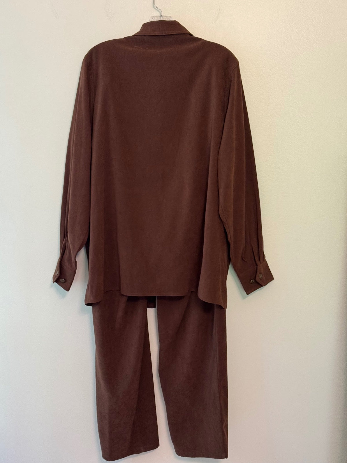 Vintage 90s Bob Mackie Wearable Art Brown Embroidered 2 Piece Pantsuit Set L