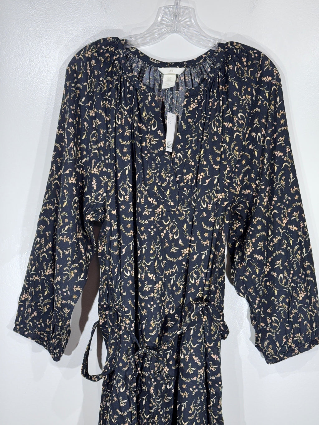 H&M Women's Black Floral Long Sleeve Maxi Dress XL