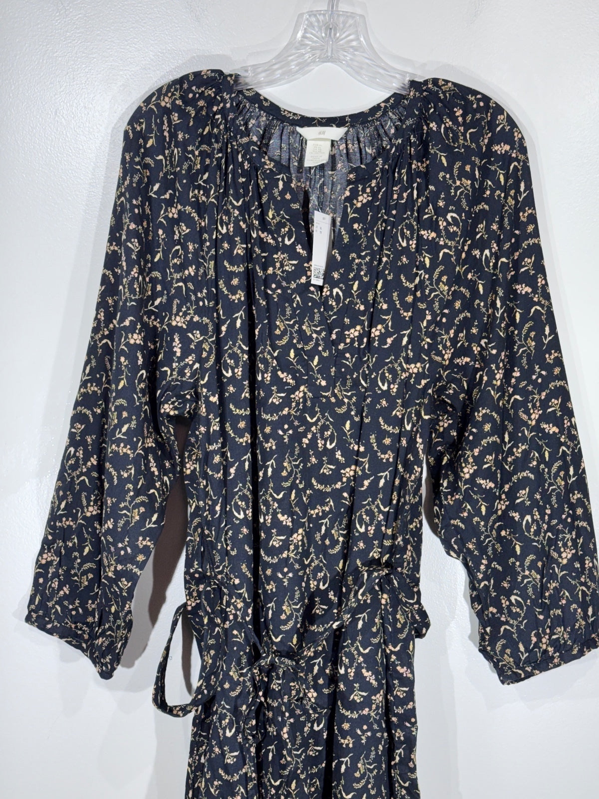 H&M Women's Black Floral Long Sleeve Maxi Dress XL