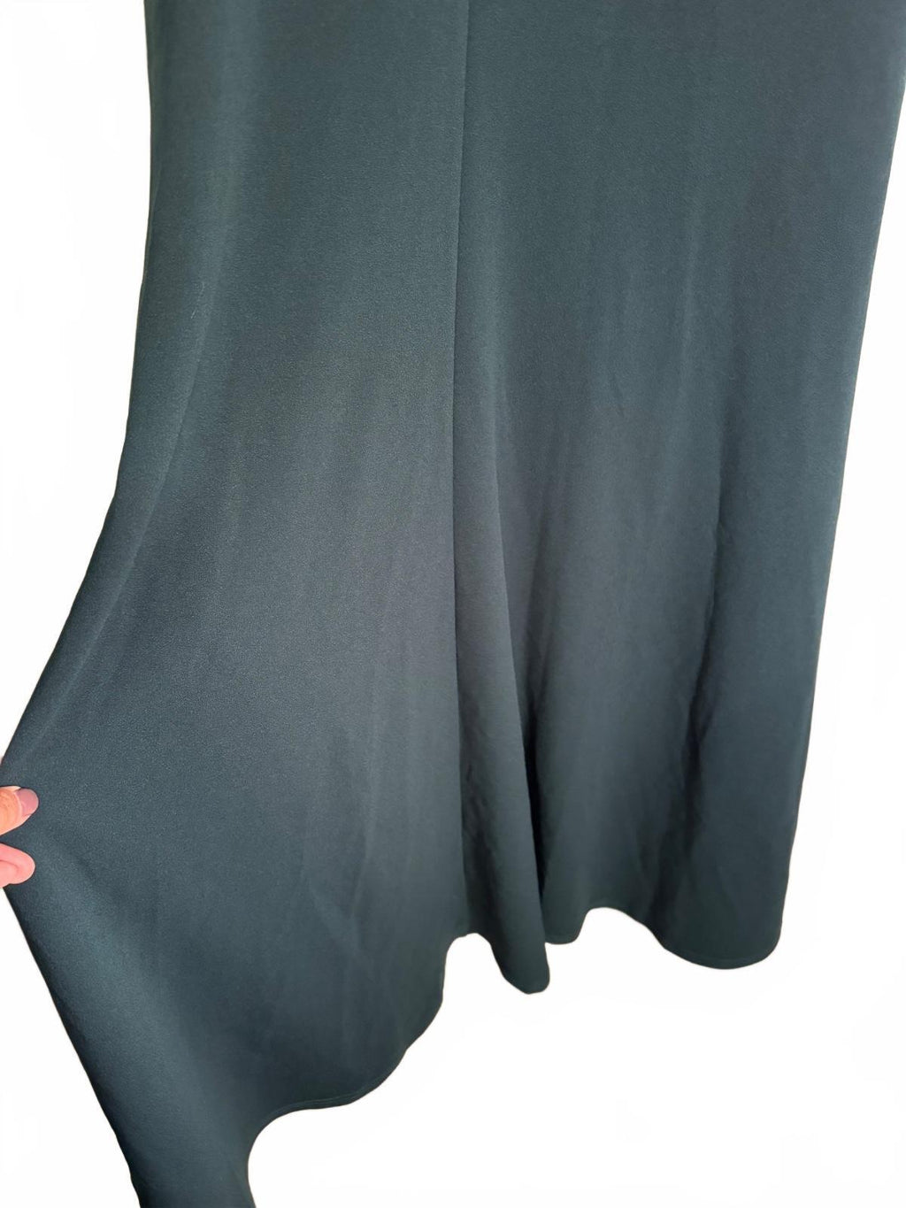 Elegant Sleeveless Dark Green Maxi Dress with Ruffle Detail