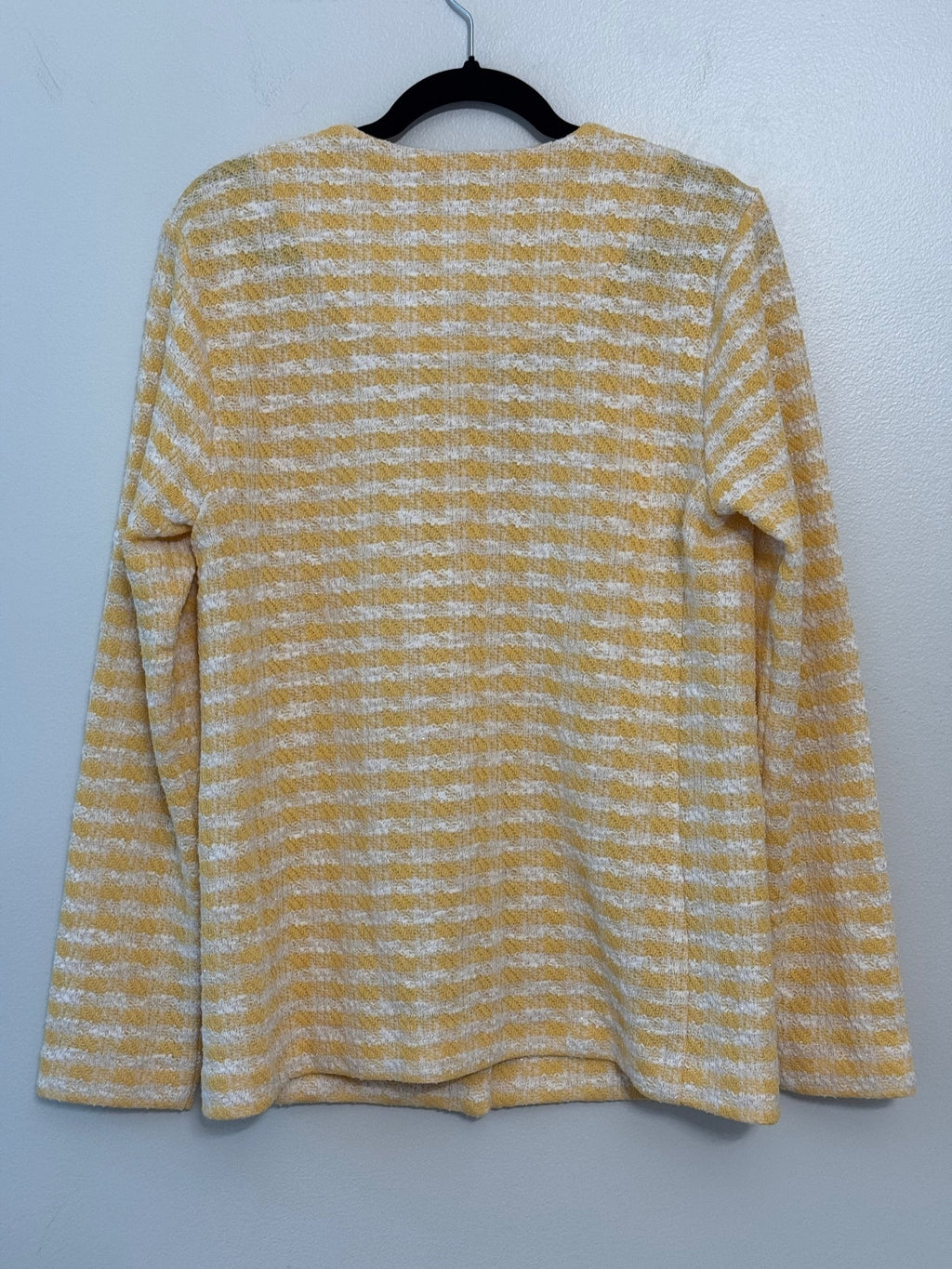 Susan Graver Yellow and White Striped Cardigan Jacket size XS, grannycore