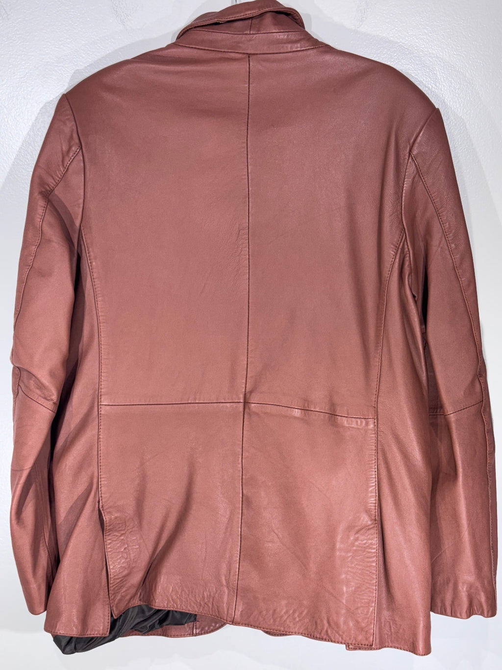 Men's Cognac Leather 2-Button Blazer Jacket Medium