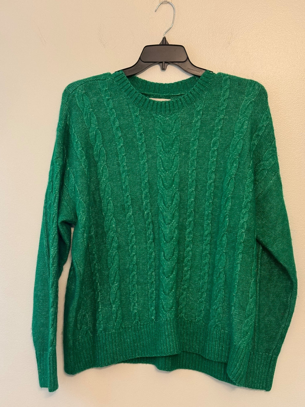 LOFT Women’s XL Emerald Green Cable Knit Crewneck Sweater Cozy Pullover