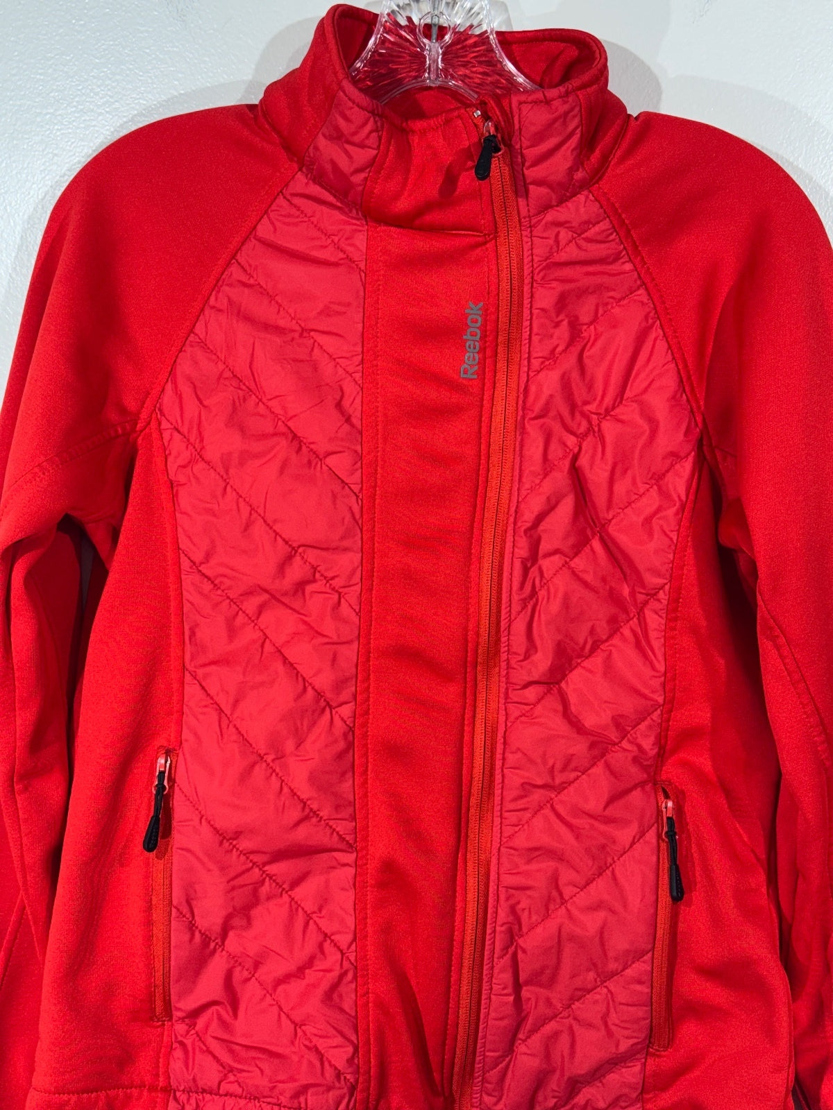 Reebok Women's Red Quilted and Fleece Full-Zip Jacket