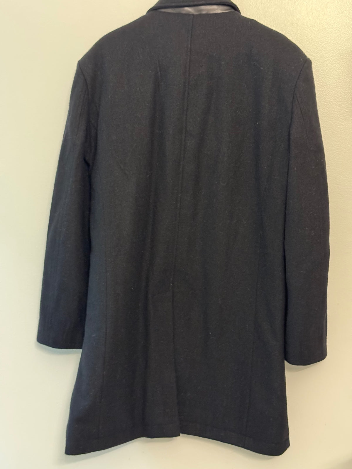 Classic Black Wool Overcoat for Men size L, wool, business professional