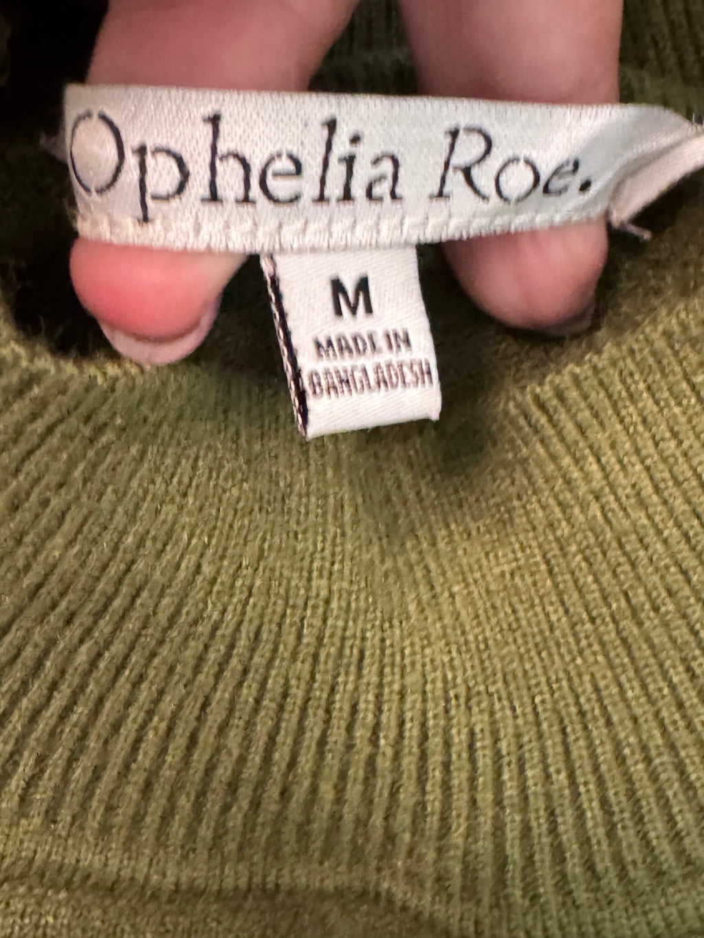 Ophelia Roe Olive Green Pullover Sweater Medium