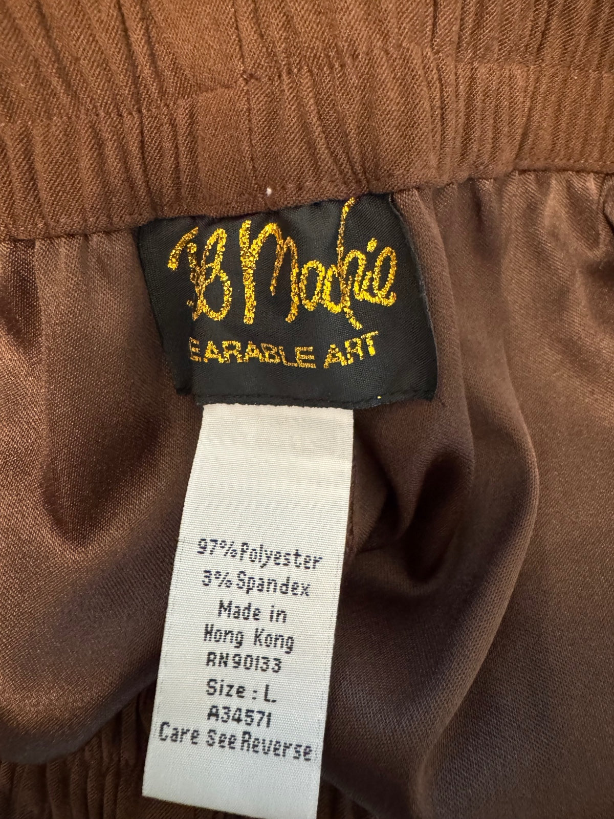 Vintage 90s Bob Mackie Wearable Art Brown Embroidered 2 Piece Pantsuit Set L