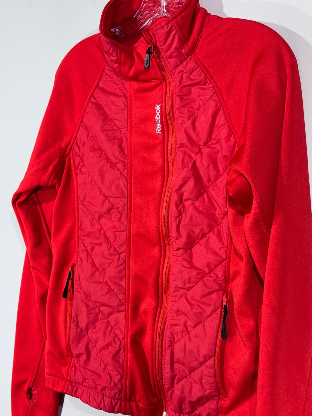 Reebok Women's Red Quilted and Fleece Full-Zip Jacket