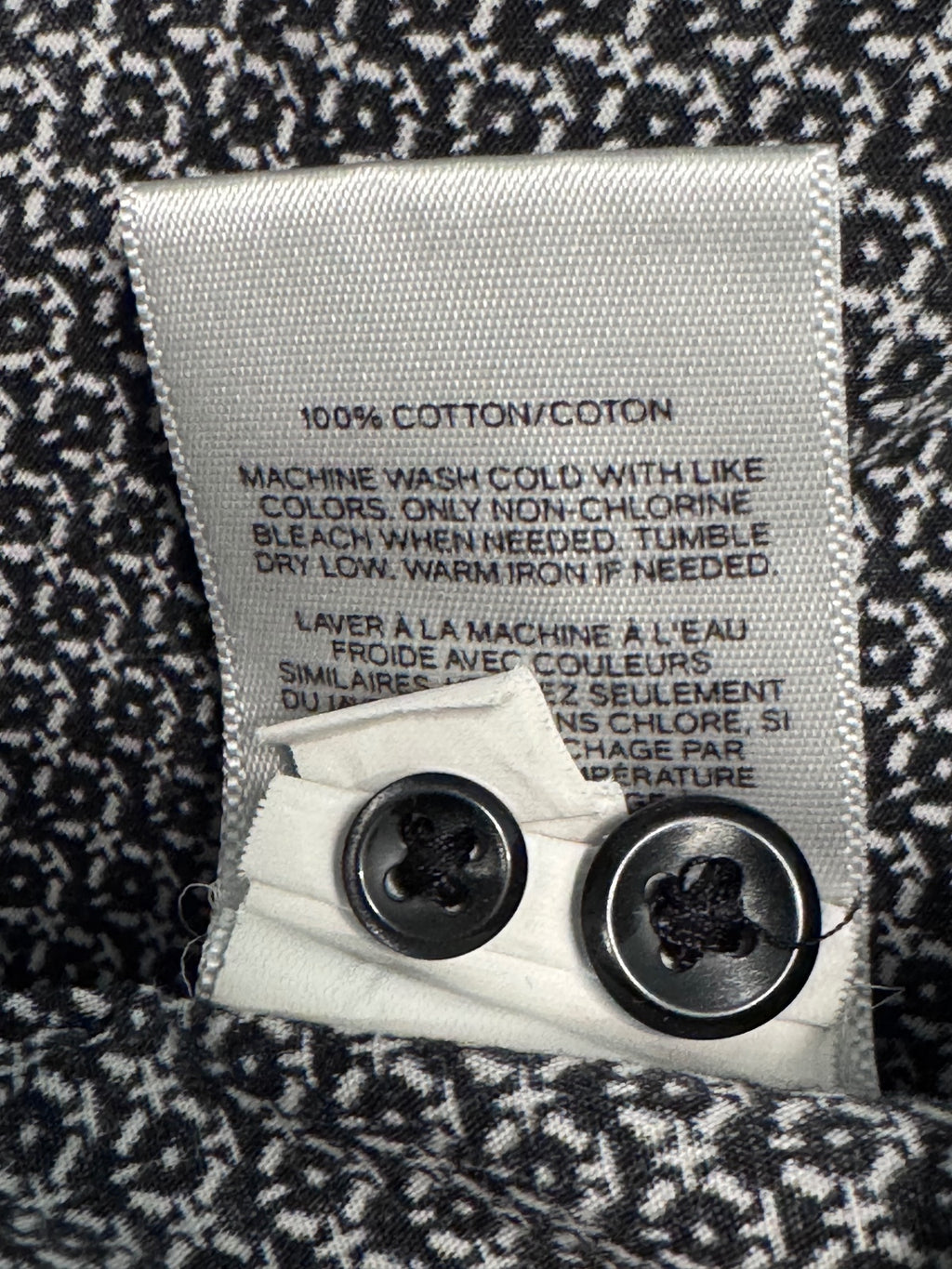 Express Slim Soft Wash Men's Shirt XXL Tall Long Black and White Patterned