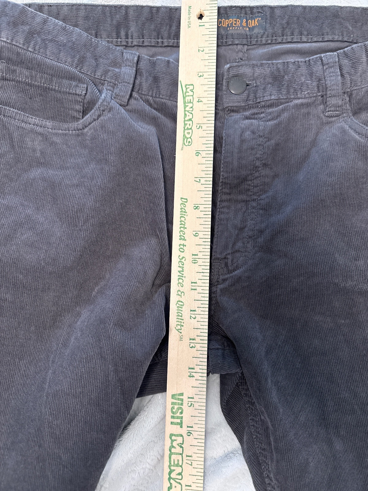 Copper & Oak Men's Dark Gray Corduroy Pants Size 36x32